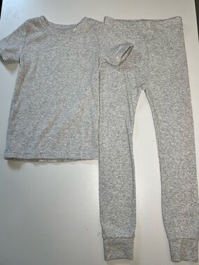 Old Navy Light Heather Gray Kids Short Sleeve Pajama Set